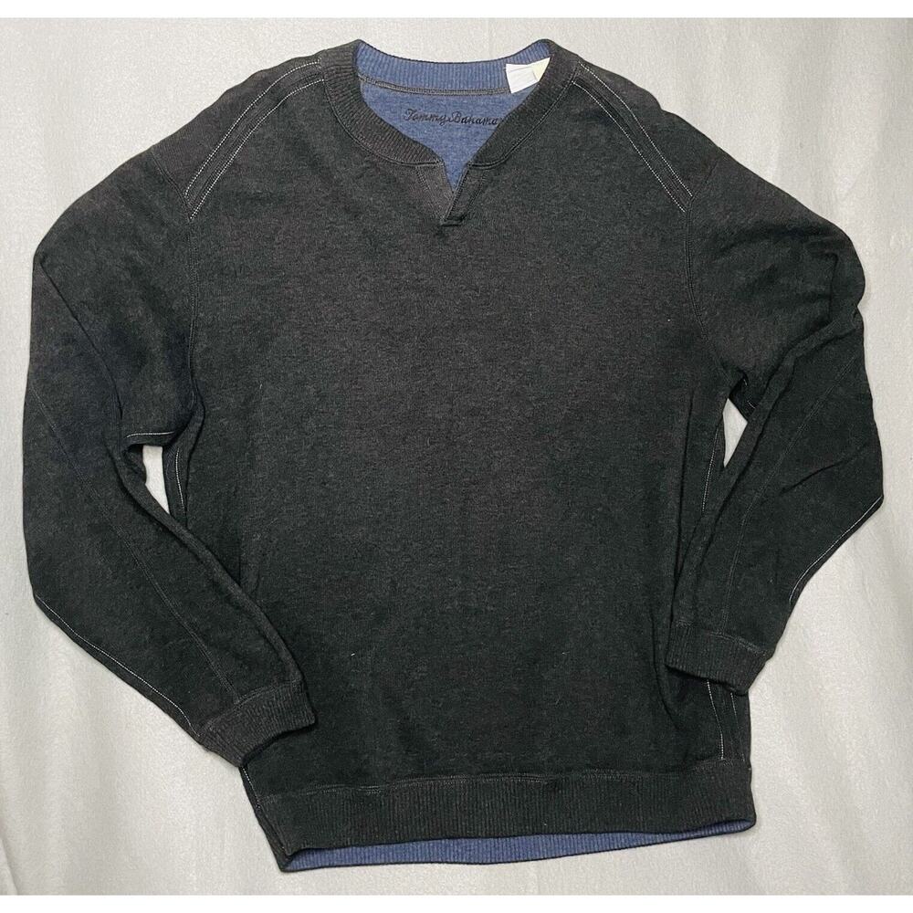 Tommy Bahama Reversible Sweater Dark Grey And Blue Size Medium Vintage